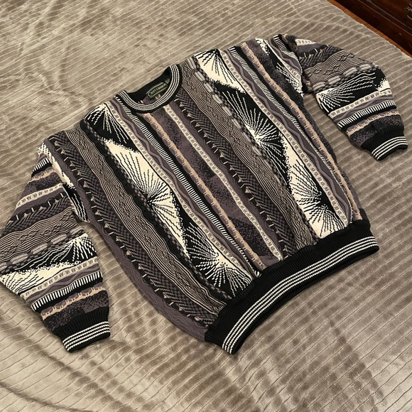 Croft & Barrow Vintage Coogi Style 3D Textured Sweater Grey Black Size Large - Picture 7 of 12